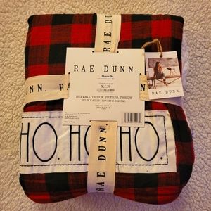 Rae Dunn Ho Ho Ho Buffalo Check Sherpa Throw 50" x 60"